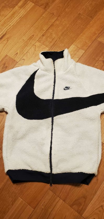 Nike Big Swoosh Reversible Boa Jacket "Sail/Dark Obsidian"