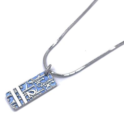 クリスチャンディオール プレートネックレス トロッター シルバー ブルー