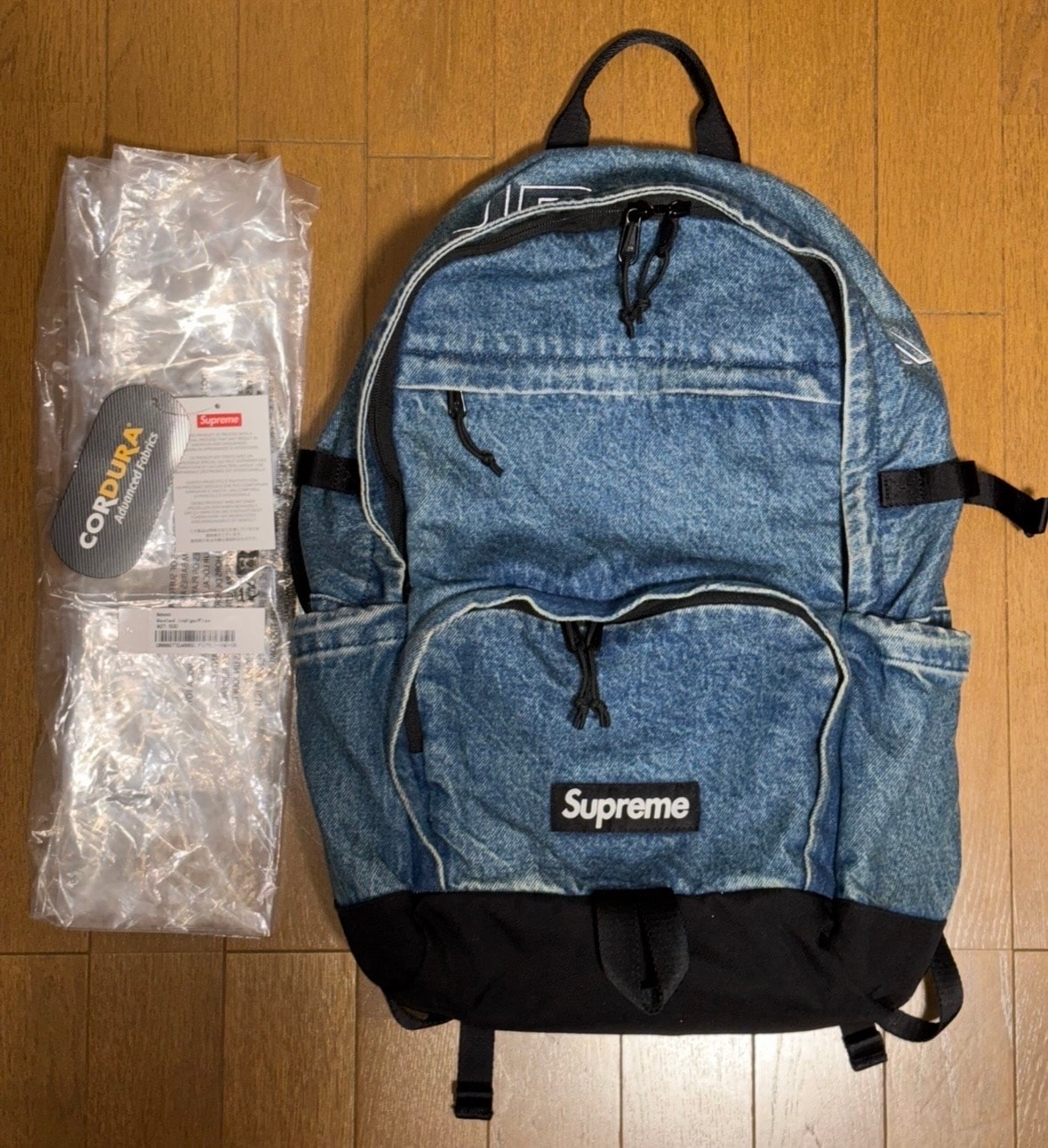 シュプリーム デニム バックパック "ウォッシュドインディゴ"