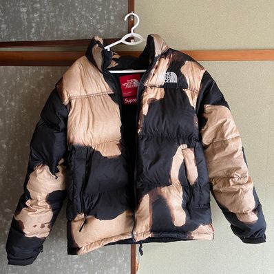 Supreme x The North Face Bleached Denim Print Nuptse Jacket "Black"