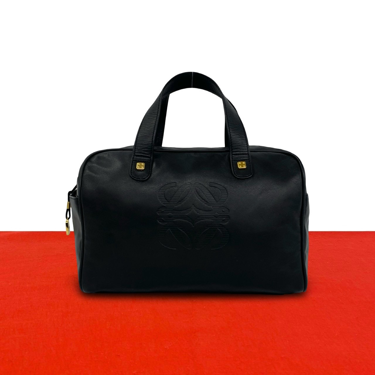 LOEWE ロエベ アマソナ 28 アナグラム ロゴ レザー ハンドバッグ ブラック
 46582