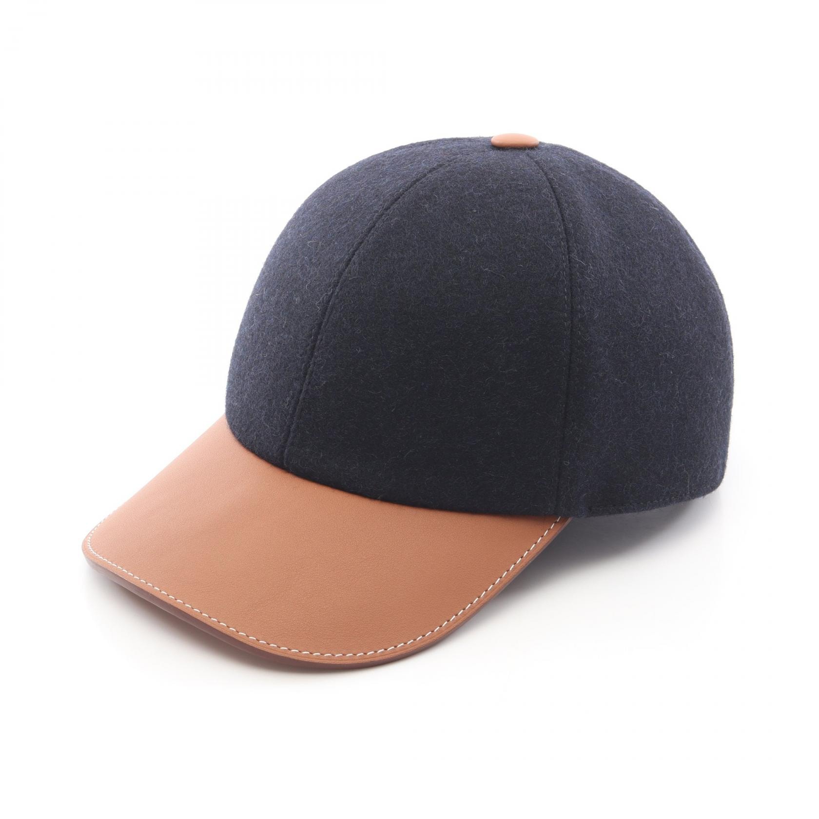 エルメス HERMES ライリー キャップ 帽子 ウール レザー メンズ ブラック系 / ブラウン系 【中古】