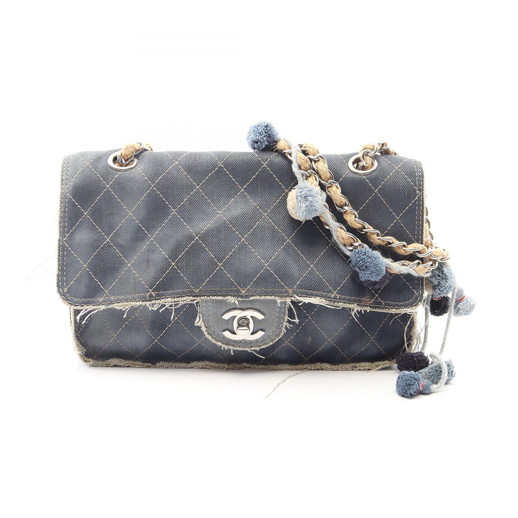 シャネル CHANEL マトラッセ ショルダーバッグ バッグ デニム レディース ネイビー系 【中古】