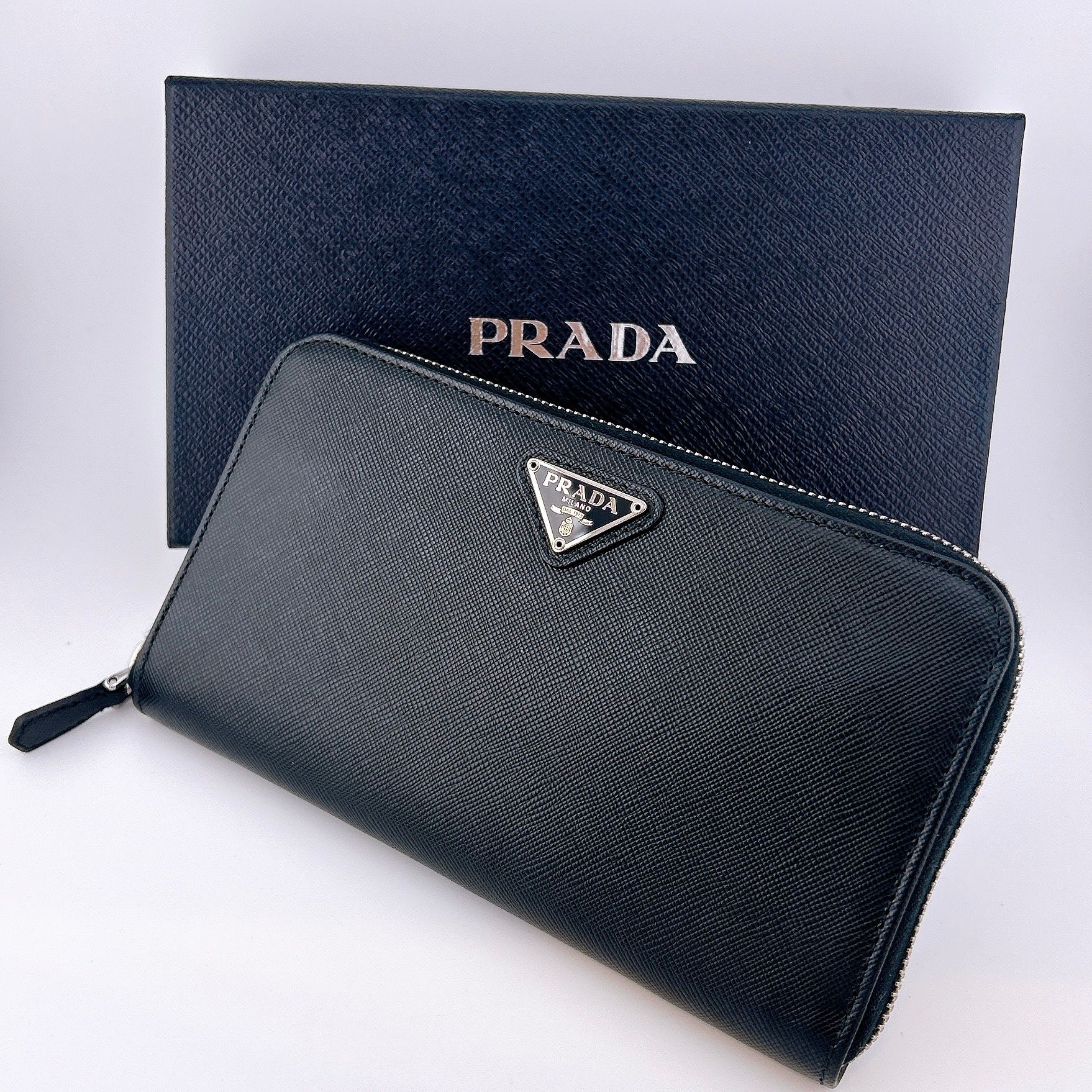 PRADA Large Saffiano Leather Wallet "Black"