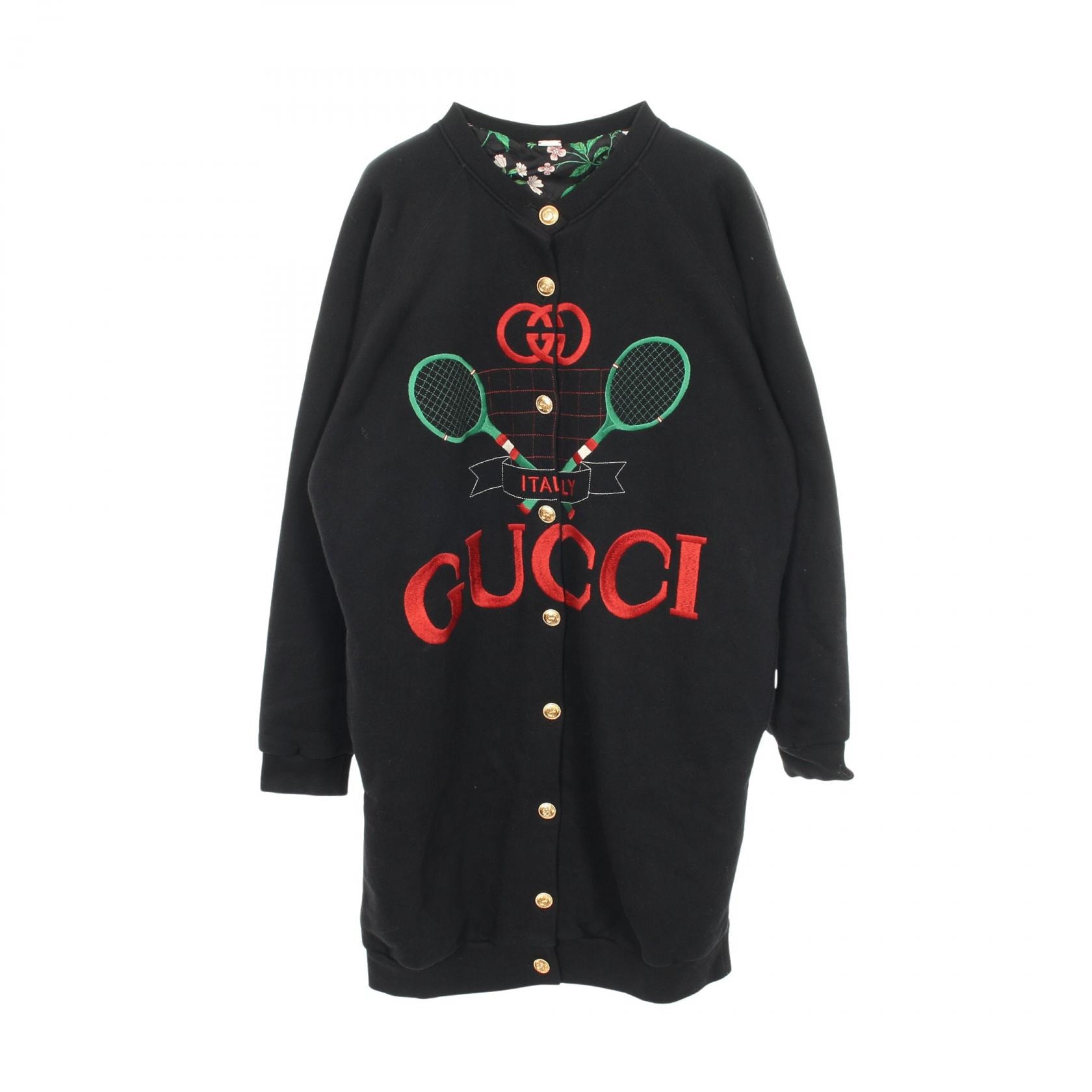 グッチ GUCCI グッチテニス カーディガン 衣料品 トップス コットン ポリエステル レディース ブラック系 / グリーン系 / レッド系 【中古】