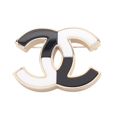 シャネル CHANEL ココマーク ブローチ アクセサリー GP(ゴールドメッキ) レディース ゴールド系 / ホワイト系 / ブラック系 【中古】