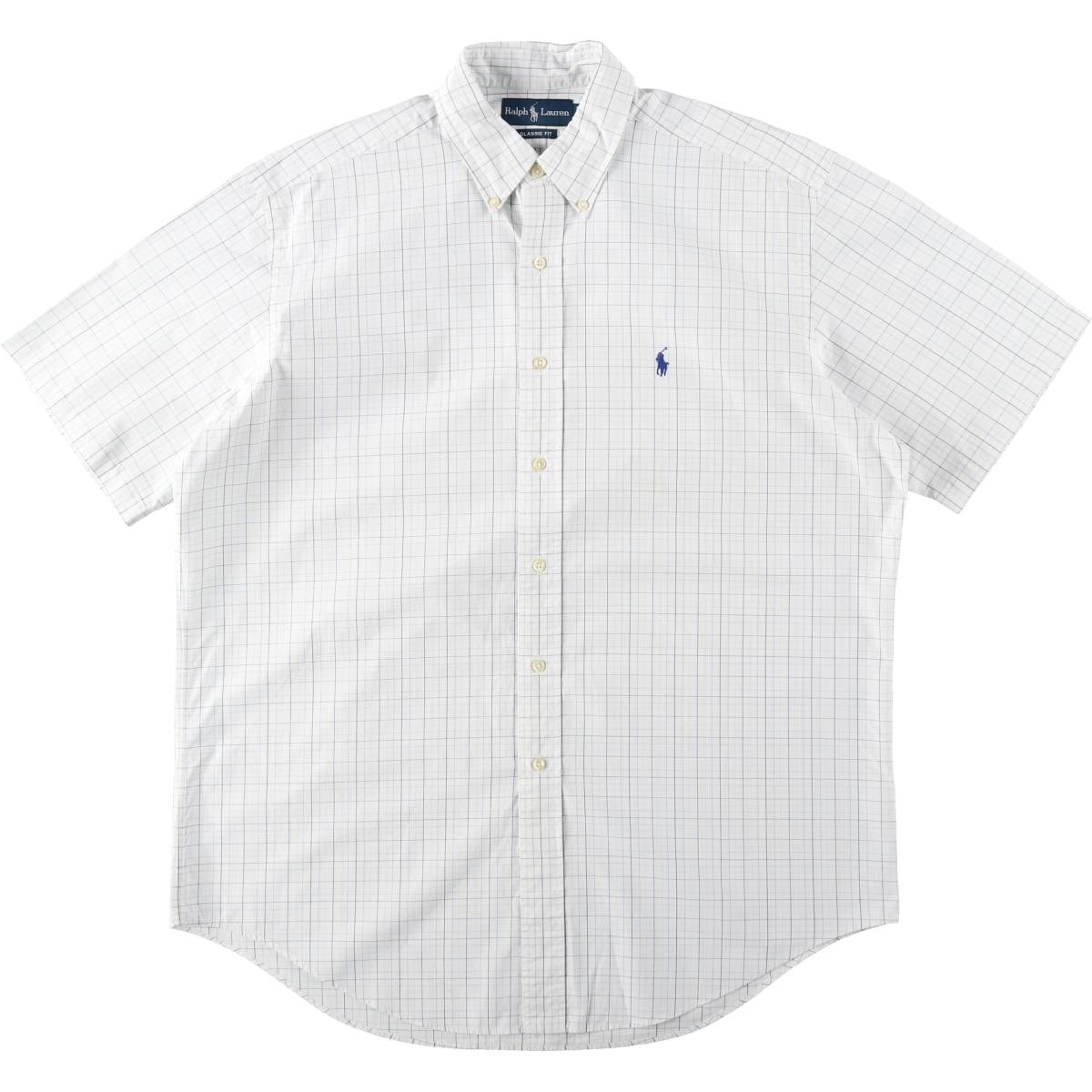 古着 ラルフローレン Ralph Lauren CLASSIC FIT クラシックフィット 半袖 ボタンダウン チェックシャツ メンズL相当/eaa644824