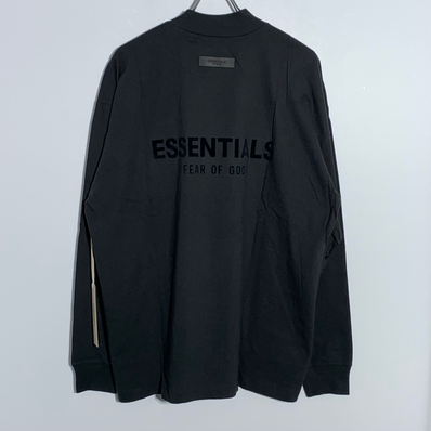 FEAR OF GOD ESSENTIALS BLACK ESS LOGO LS TEE "Stretch Limo"