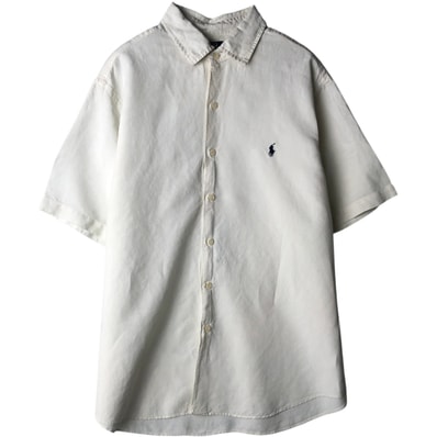 古着 ラルフローレン Ralph Lauren POLO by Ralph Lauren 半袖 リネンシャツ×シルク メンズXL相当/eaa614509