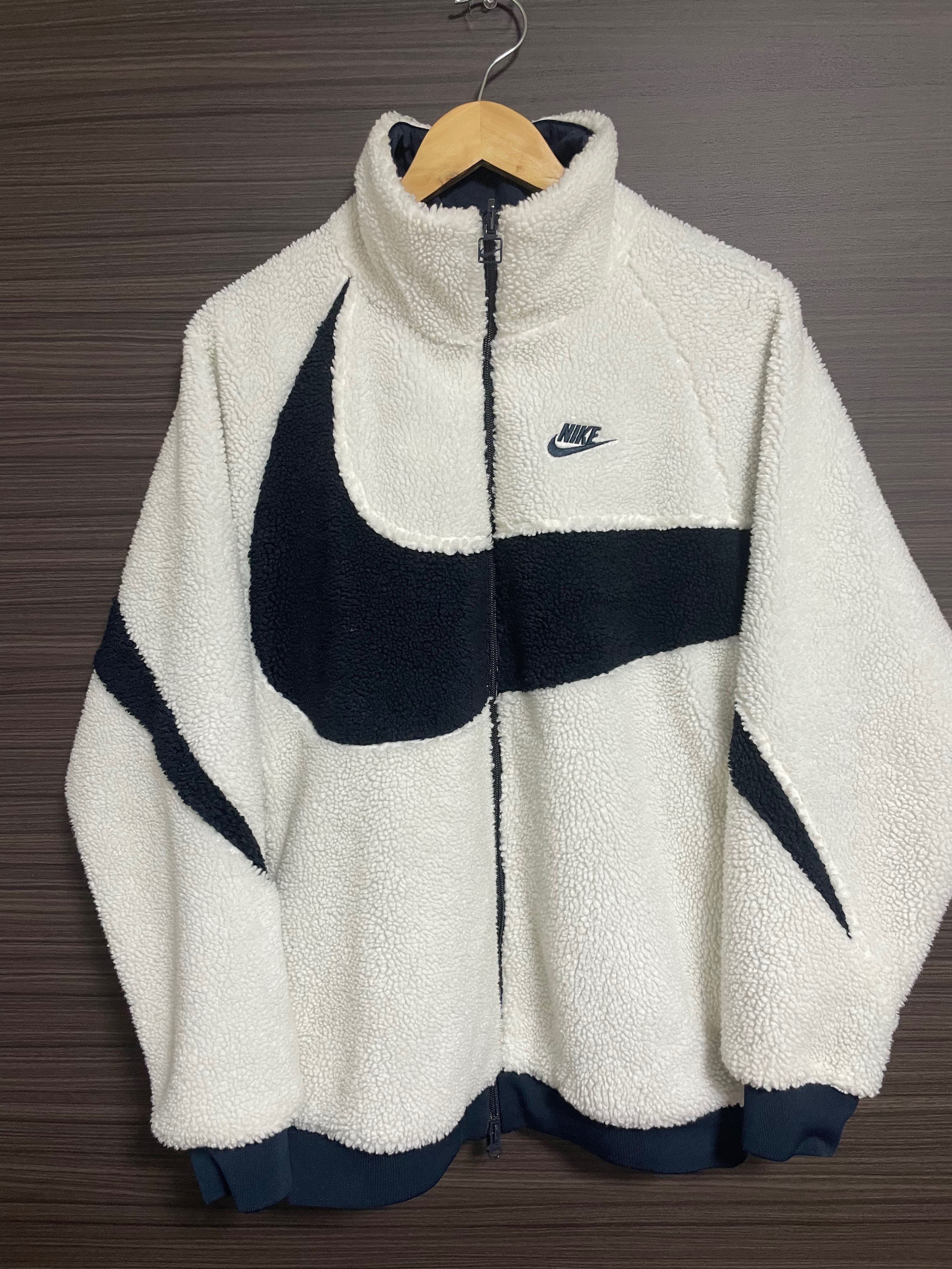 Nike Big Swoosh Reversible Boa Jacket "Sail/Dark Obsidian"