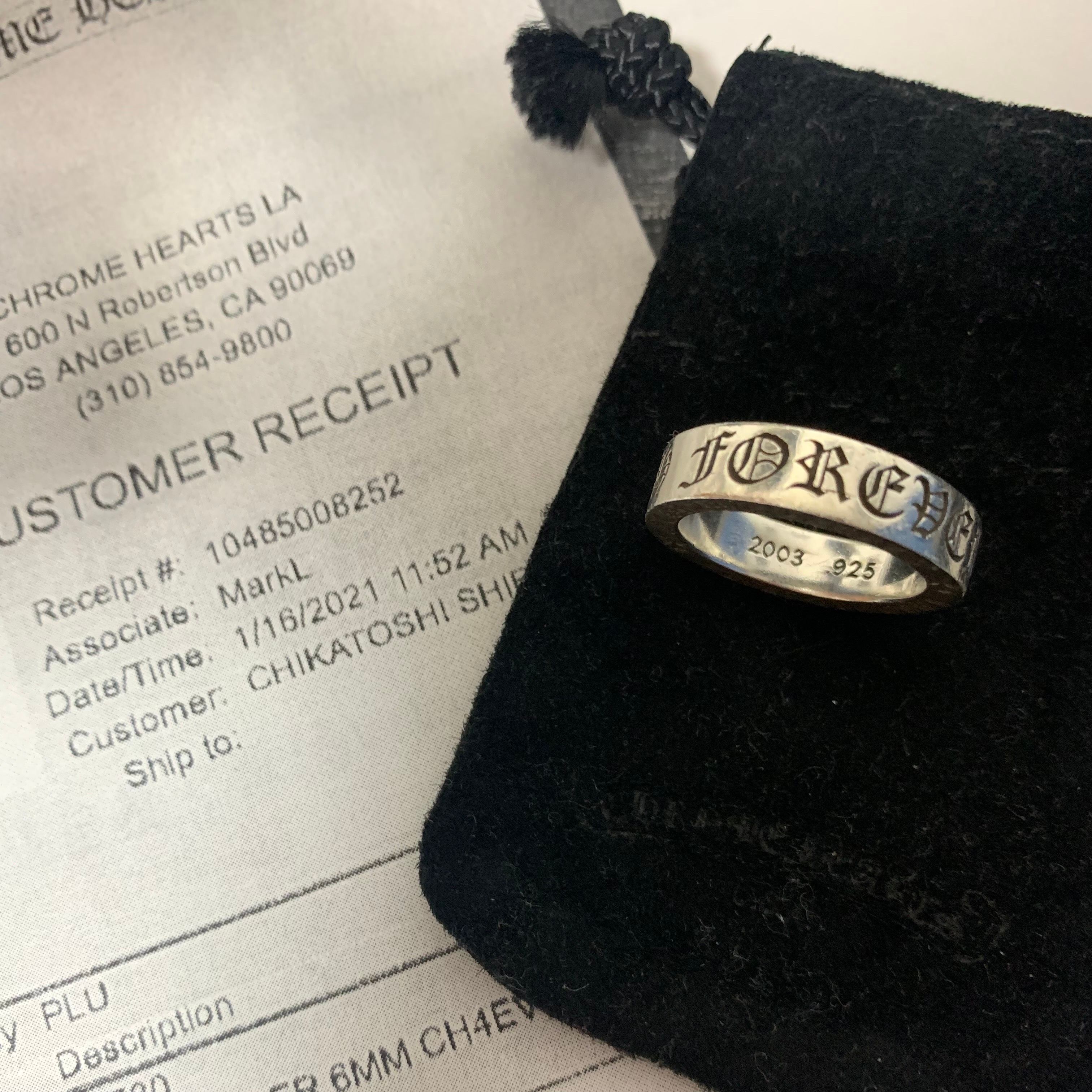 Chrome Hearts Spacer Ring 6mm CH Forever (US7.5-US13) "Silver"