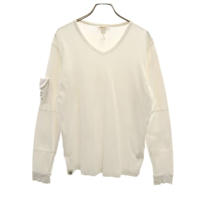 DIESEL ディーゼル 長袖 Vネック Tシャツ S ホワイト ロンT