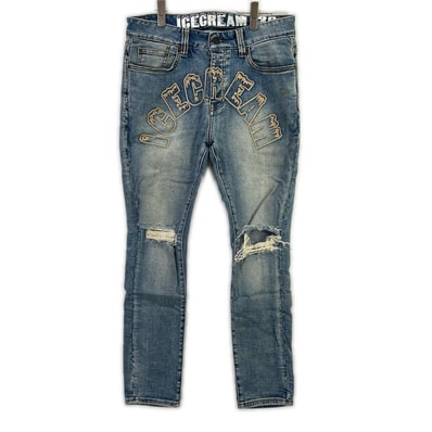 アイスクリーム 401-8100 ブルー ダメージ加工 デニムパンツ