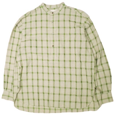 Ernie Palo アーニーパロ 23SS 日本製 BAND COLLOR P/O SHIRT チェックバンドカラープルオーバーシャツ EP05SH04 46 BEIGE 長袖 トップス g26741