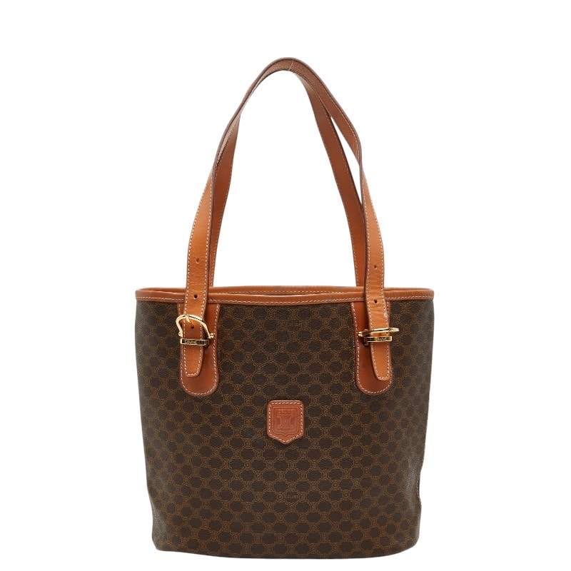 セリーヌ マカダム トートバッグ ハンドバッグ MC98 ブラウン PVC レザー レディース CELINE 【中古】