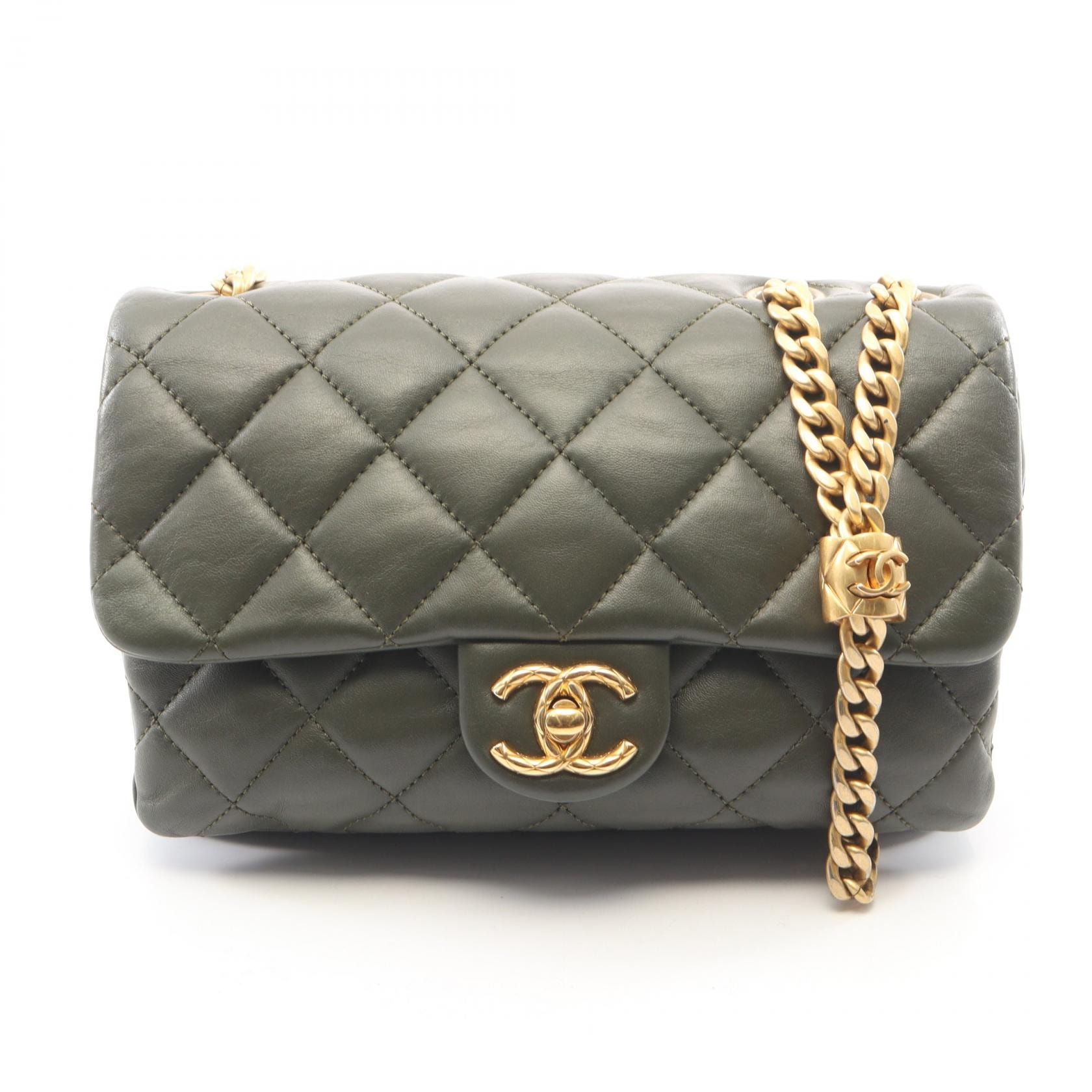 シャネル CHANEL マトラッセ ショルダーバッグ バッグ ラムスキン(羊革) レディース カーキ系 【中古】