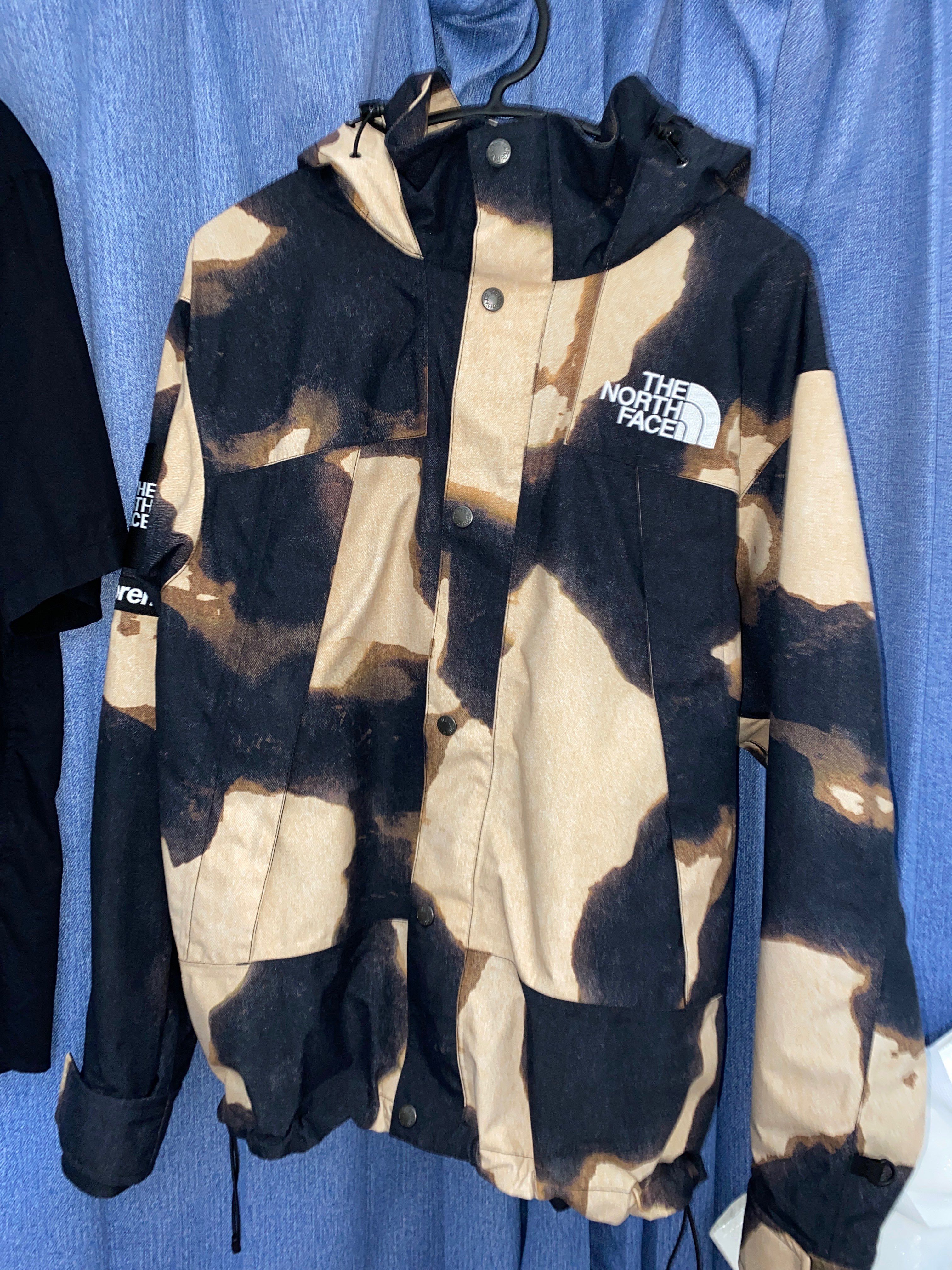 Supreme x The North Face Bleached Denim Print Mountain Jacket "Black"
