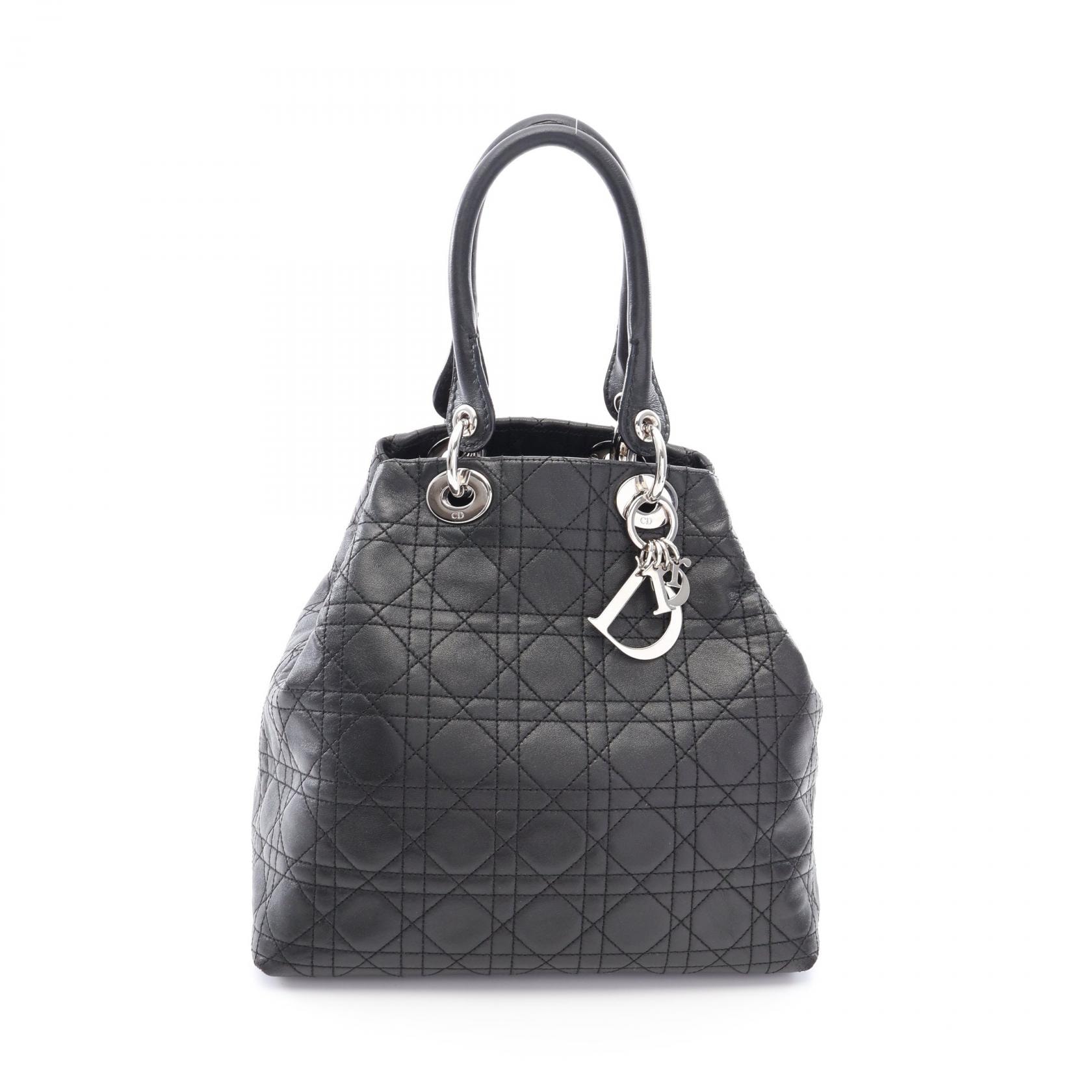 ディオール Dior レディディオール ソフト カナージュ トートバッグ バッグ レザー レディース ブラック系 CAL44942 【中古】