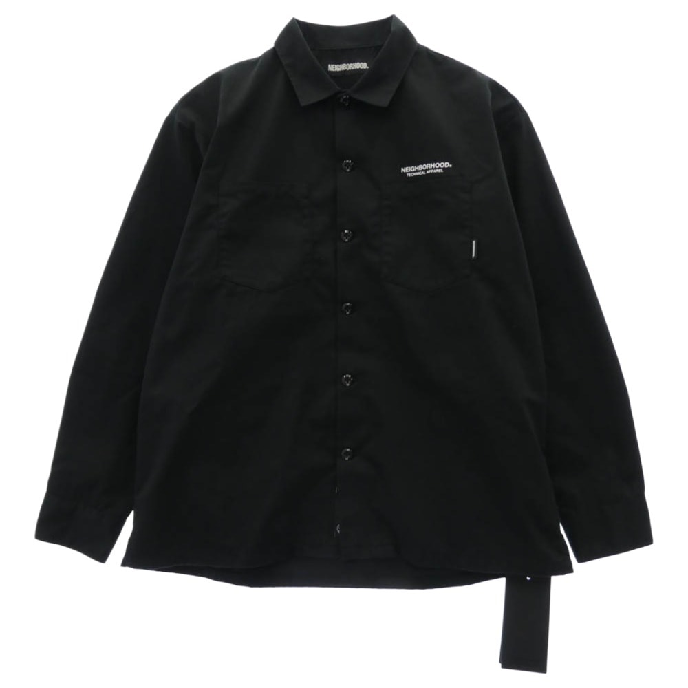 NEIGHBORHOOD ネイバーフッド 長袖シャツ 22SS 221TSNH-SHM01 CLASSIC WORK EC-SHIRT ロゴプリント クラシック ワークシャツ ブラック系 S【美品】【中古】