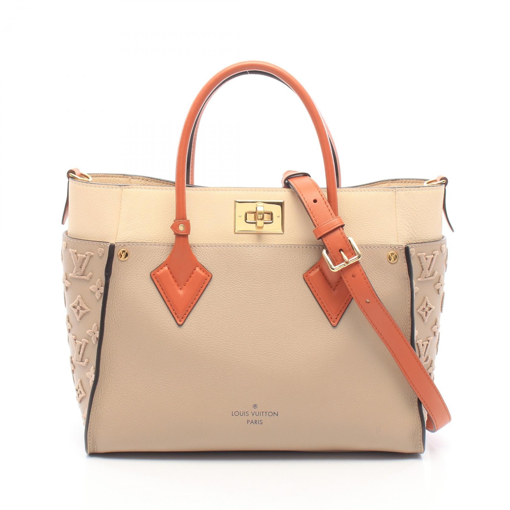 ルイ・ヴィトン LOUIS VUITTON オンマイサイド モノグラムタフタージュ ガレ 2WAY ハンドバッグ バッグ レザー ベージュ レディース ベージュ系 / ボルドー系 M53825 【中古】
