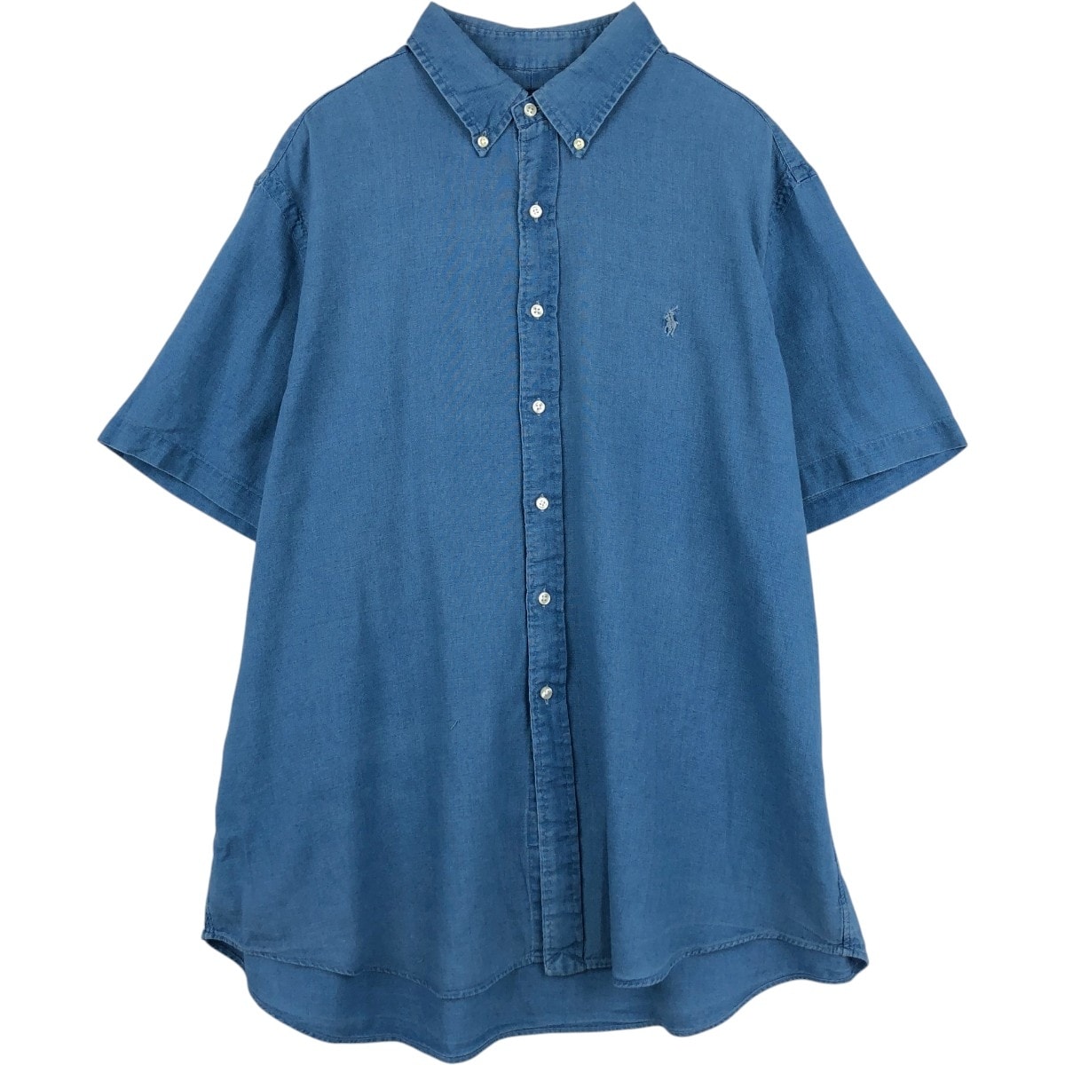古着 ラルフローレン Ralph Lauren INDIGO OXFORD 半袖 ボタンダウンシャツ メンズXXL相当/eaa674531