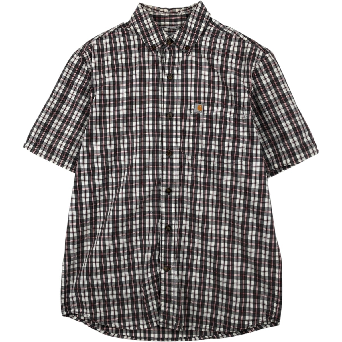 古着 カーハート Carhartt RELAXED FIT チェック柄 ボタンダウン 半袖 ワークシャツ メンズM相当/eaa650586