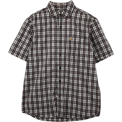 古着 カーハート Carhartt RELAXED FIT チェック柄 ボタンダウン 半袖 ワークシャツ メンズM相当/eaa650586
