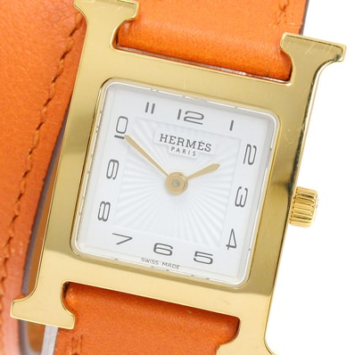 エルメス Hウォッチ ドゥブルトゥール HH1.201 レディース 【中古】