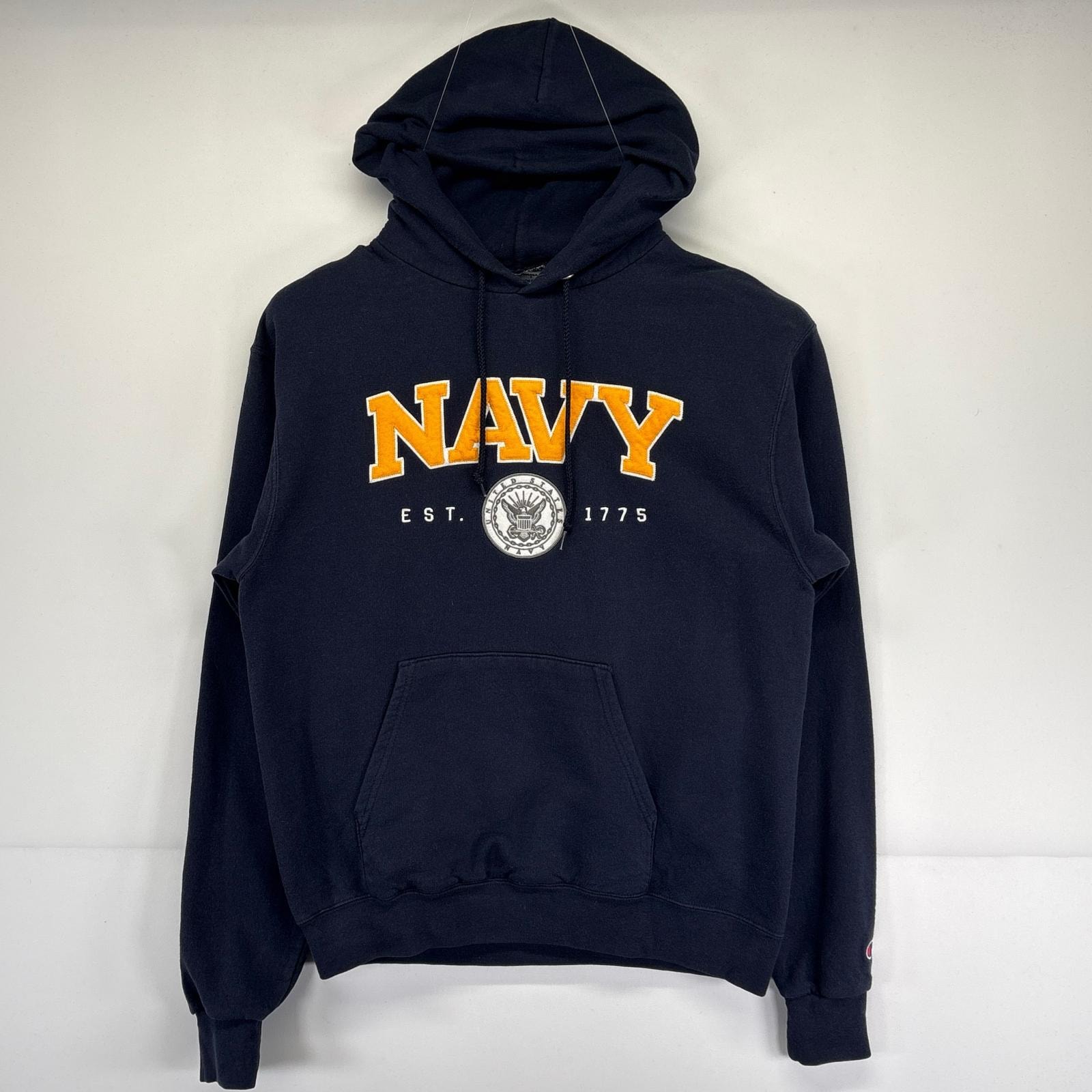 古着 チャンピオン Champion パーカー トレーナー プルオーバー フーディー NAVYロゴ刺繍デザイン M ネイビー メンズ