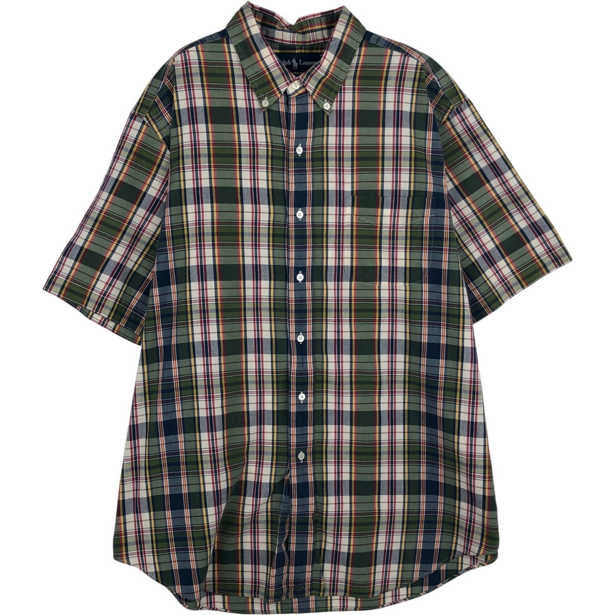 古着 ラルフローレン Ralph Lauren CLASSIC FIT 半袖 ボタンダウン チェックシャツ メンズXL相当/eaa641153