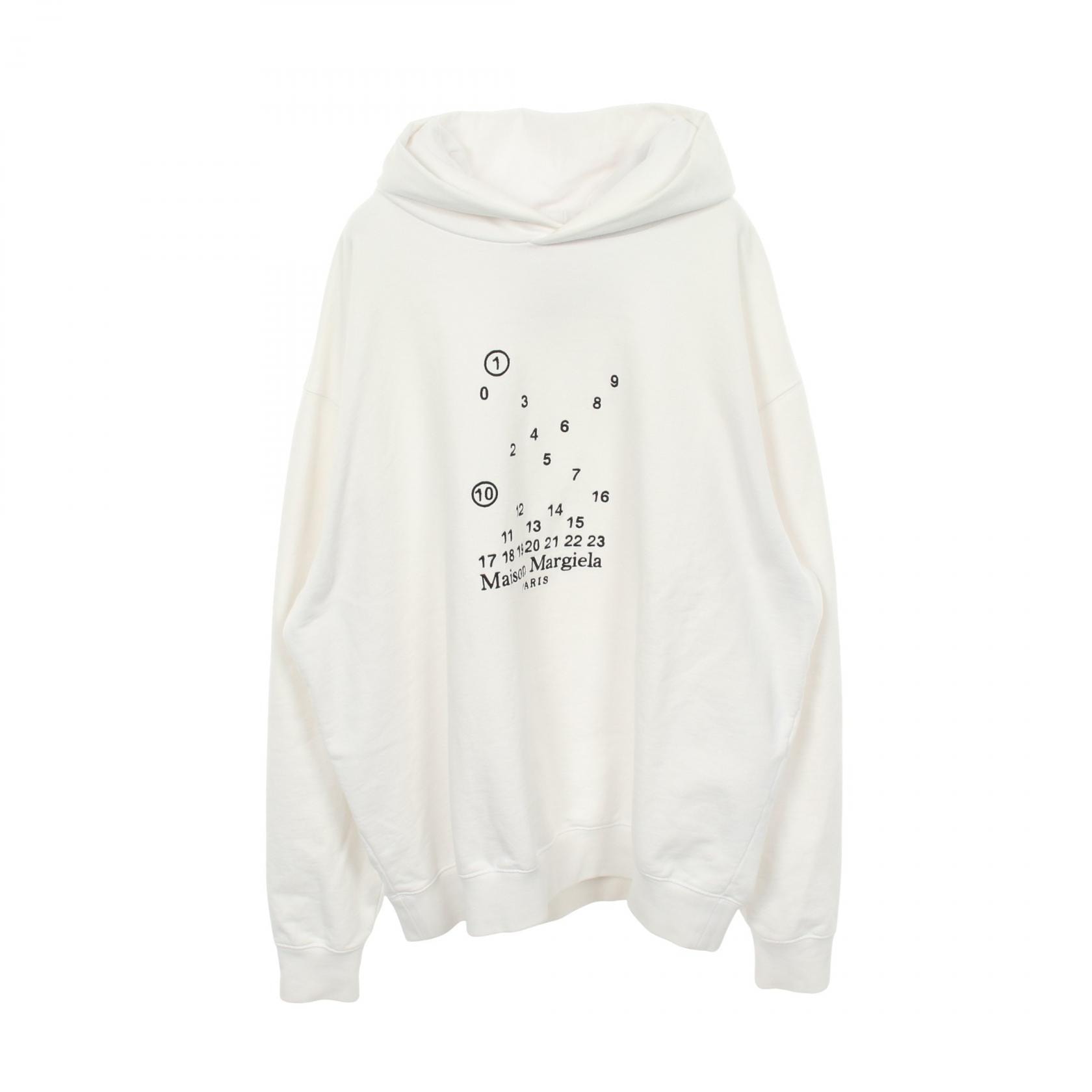 メゾン マルジェラ Maison Margiela ナンバリングロゴ刺繍 パーカー 衣料品 トップス コットン メンズ ホワイト系 【中古】