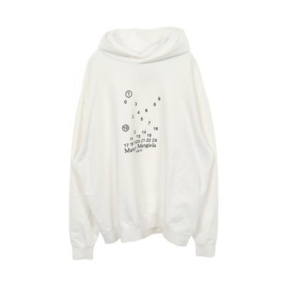 メゾン マルジェラ Maison Margiela ナンバリングロゴ刺繍 パーカー 衣料品 トップス コットン メンズ ホワイト系 【中古】