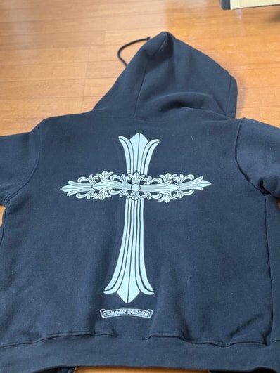 Chrome Hearts Floral Cross Lined Zip Up Hoodie "Black"