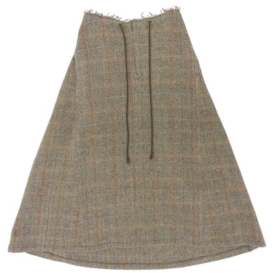ワイズ 美品 WOOL BRITISH TWEED BACK DROP SKIRT ツイード スカート レディース ブラウン 1 YE-S15-109 1