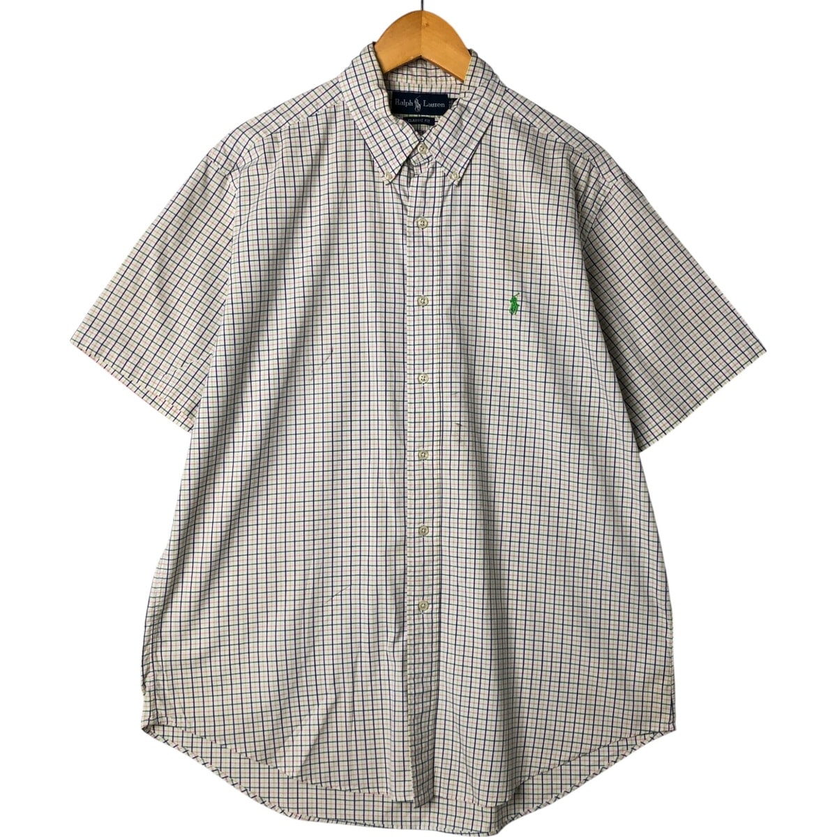 古着 ラルフローレン Ralph Lauren CLASSIC FIT クラシックフィット 半袖 ボタンダウン チェックシャツ メンズL相当/eaa550525