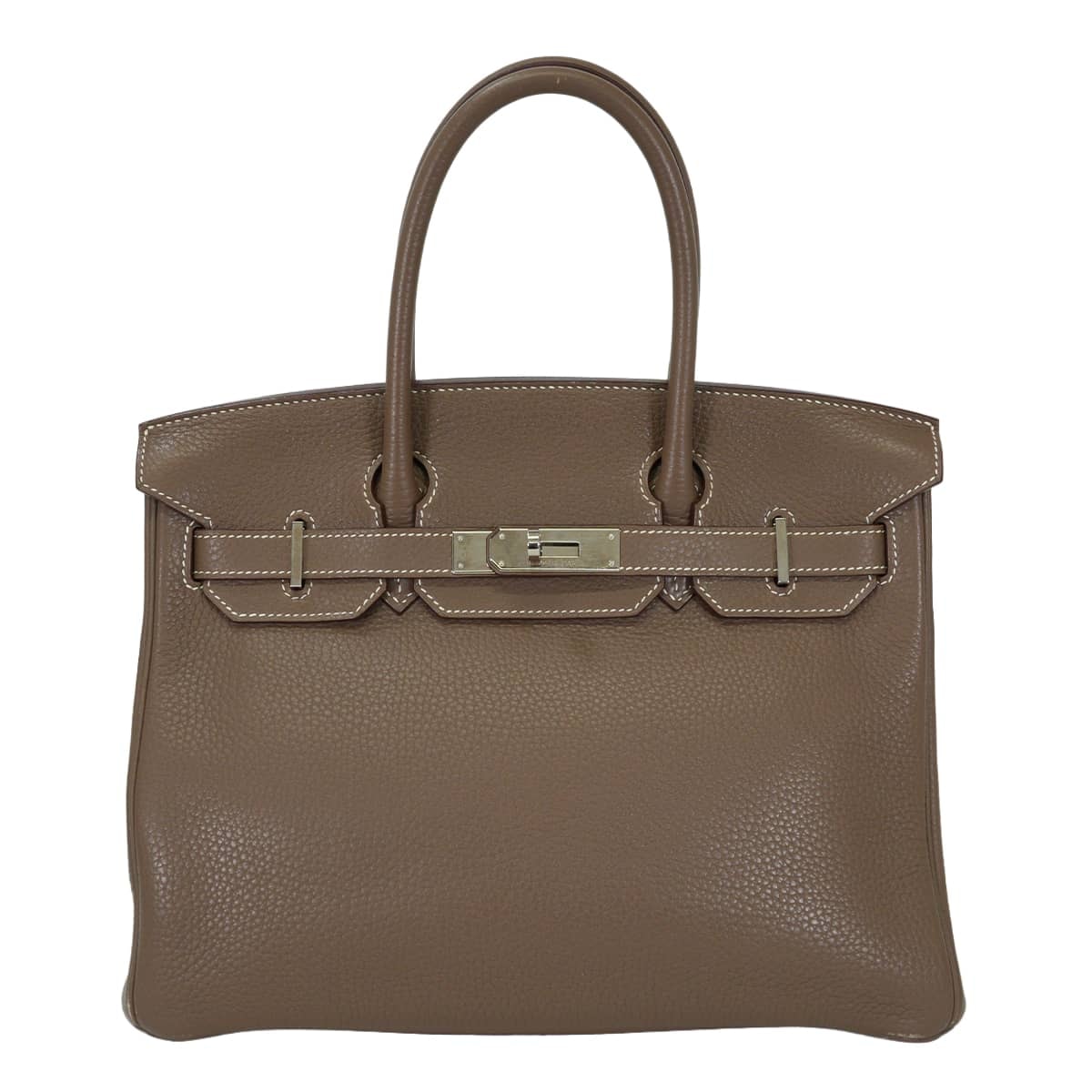HERMES エルメス ハンドバッグ バーキン30 エトープ (エトゥープ) トリヨンクレマンス シルバー金具 T刻印 SAランク【中古】