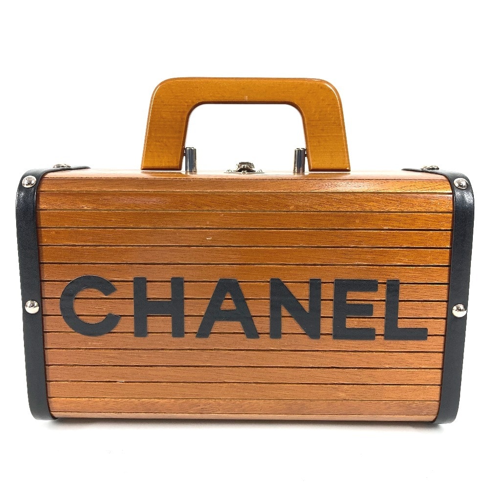 シャネル CHANEL CC ココマーク ロゴ ヴィンテージ バニティバッグ カバン BOX ボックスバッグ ハンドバッグ ウッド ブラウン