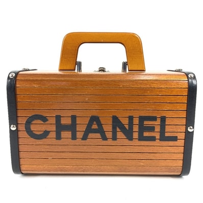 シャネル CHANEL CC ココマーク ロゴ ヴィンテージ バニティバッグ カバン BOX ボックスバッグ ハンドバッグ ウッド ブラウン