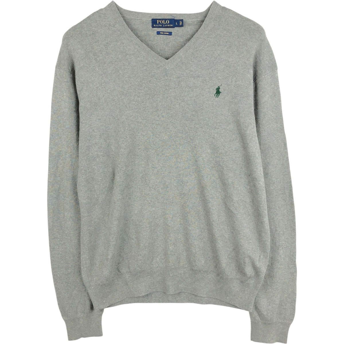 古着 ラルフローレン Ralph Lauren POLO RALPH LAUREN Vネック ピマコットンニットセーター メンズL相当/eaa672419