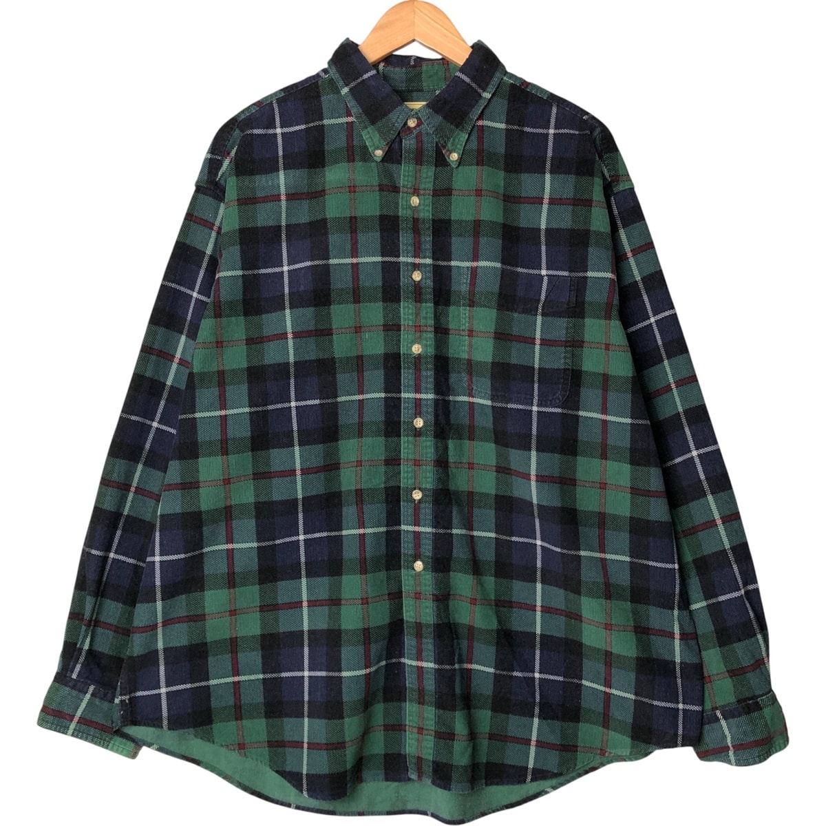 古着 80~90年代 エルエルビーン L.L.Bean チェック柄 長袖 ボタンダウン コーデュロイシャツ メンズXL相当 ヴィンテージ/eaa584511