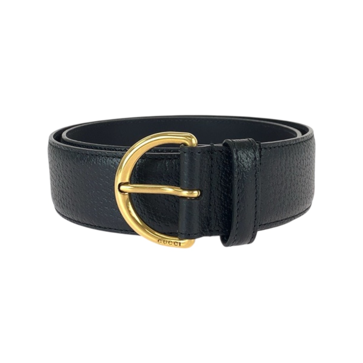 美品 GUCCI グッチ ヴィンテージ 75cm/30インチ ブラック 黒 ゴールド金具 レザー ベルト 男女兼用 600189 【中古】