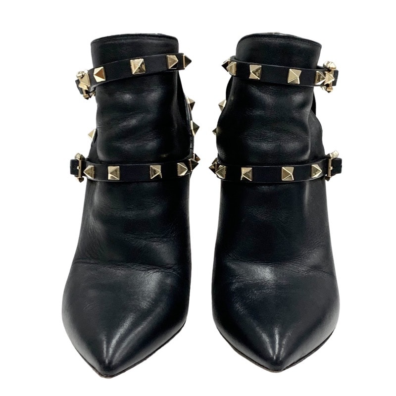 ヴァレンティノ VALENTINO ブーツ ショートブーツ 靴 シューズ ロックスタッズ ベルト レザー ブラック 黒 ゴールド