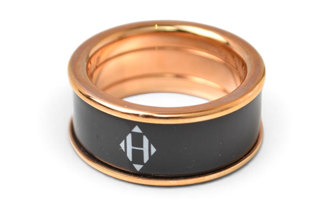 エルメス リング/指輪 HERMES ユニ MM Hディアマン ブラック/ピンクゴールド T55 メンズ/レディース【中古】