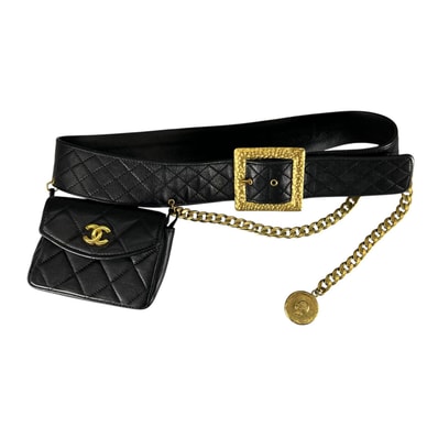 CHANEL シャネル マトラッセ ウエストバッグ ラムスキン ブラック レディース【中古】