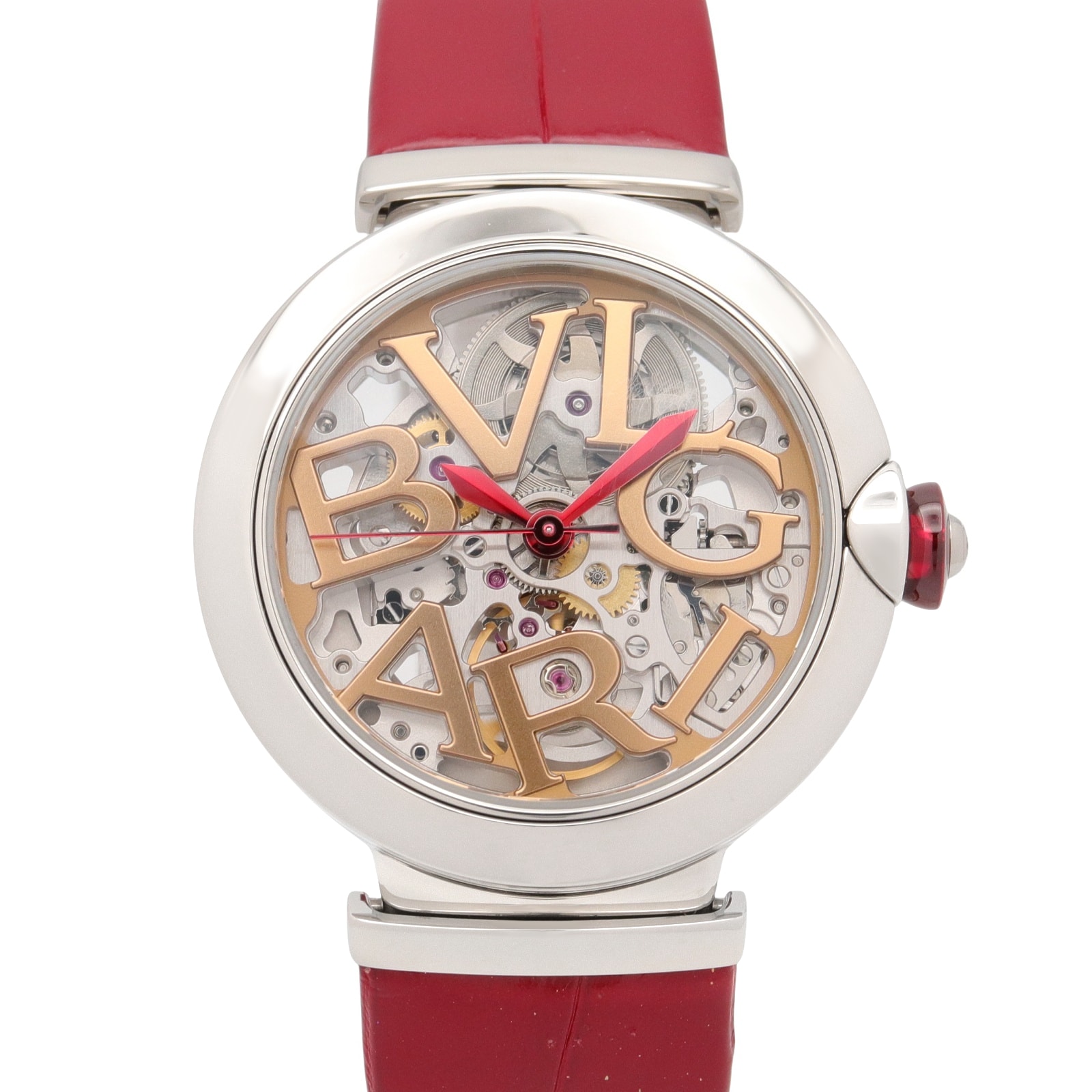 ブルガリ BVLGARI ルチェア スケルトン 腕時計 時計 ステンレススチール 革 レディース シルバー系 / ゴールド系 / スケルトン LU33S 【中古】