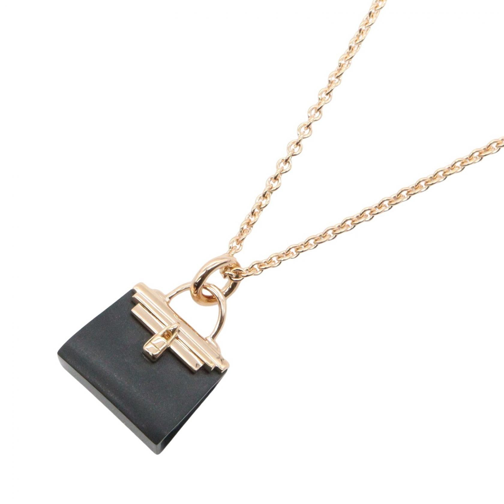 エルメス HERMES アミュレット ケリーブラックジェイド ネックレス ヒスイ ネックレス ジュエリー K18PG(ピンクゴールド) ブラックジェイド レディース ゴールド系 / ブラック系 【中古】