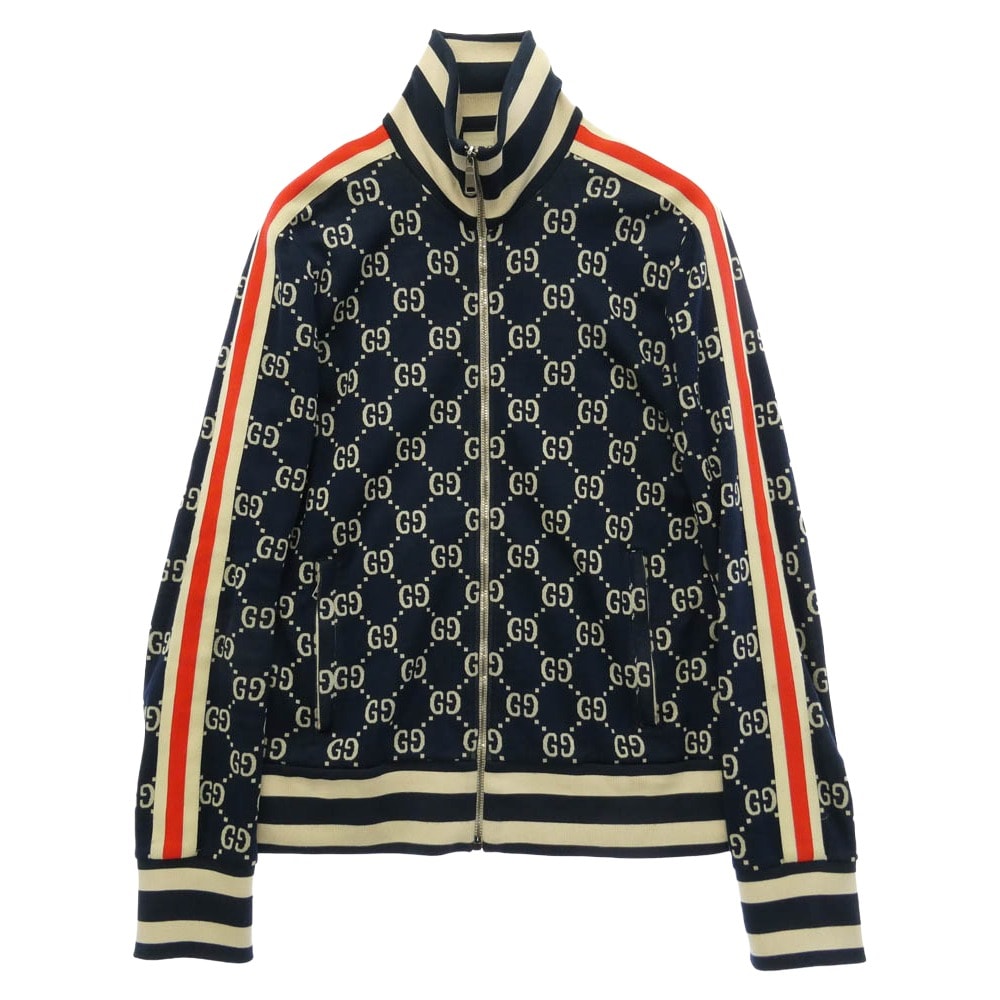 GUCCI グッチ 496919-X9V05 GG Jacquard Cotton Jacket GG ジャガード サイドライン トラック ジャケット ネイビー系【中古】