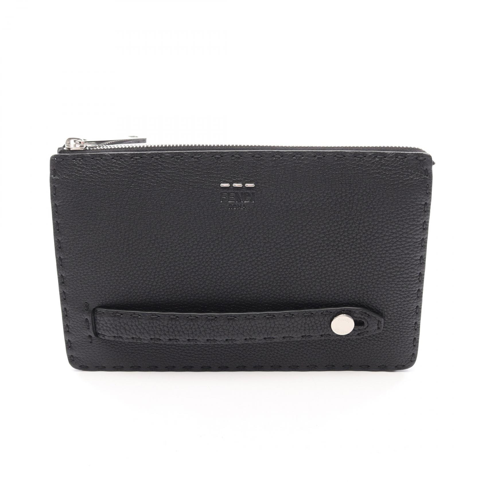 フェンディ FENDI セレリア スリム セカンドバッグ クラッチバッグ バッグ レザー メンズ ブラック系 7VA350 【中古】