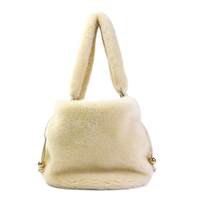 ボッテガヴェネタ BOTTEGAVENETA ショルダーバッグ バルブ ファー/スエード クリーム レディース【中古】 90264k