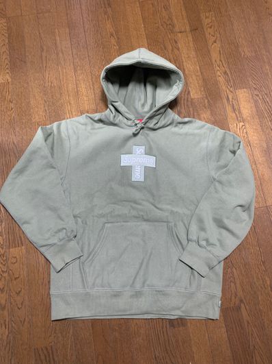 Supreme Cross Box Logo Hooded Sweatshirt "Light Olive"